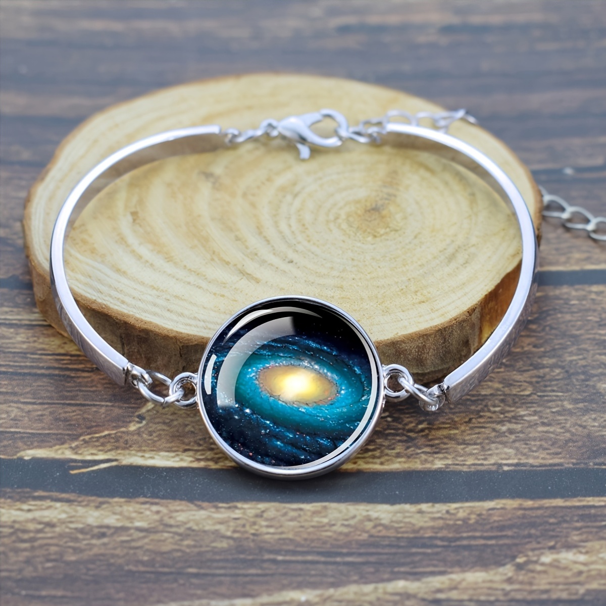 Galaxy Spiral Nebula Pendant Bracelet for Men and Women, Adjustable